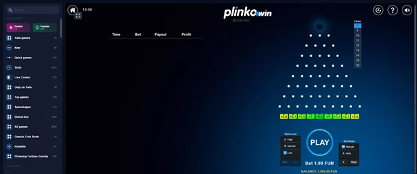 Plinko game by 1win